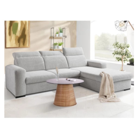 Rohová sedačka Dover, šedo-béžová strukturovaná látka, pravý roh Asko