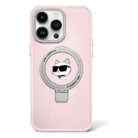 Pouzdro pro iPhone 15 Pro Karl Lagerfeld KLHMP15LHMRSCHP Ring Stand MagSafe