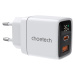 Choetech PD6052 USB-C USB-A PD 35W GaN síťová nabíječka s displejem - bílá