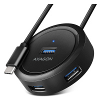 AXAGON HUE-P1C, 4x USB 3.2 Gen 1 ROUND hub, micro USB napájecí konektor, kabel USB-C 30cm