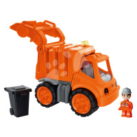 Popelářské auto Power Worker Garbage Truck + Figurine BIG s popelnicí a pohyblivé části – gumová