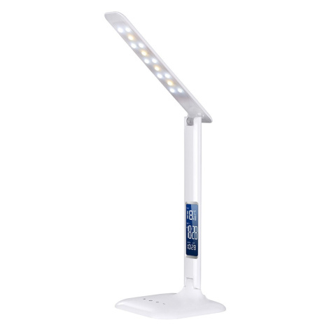 Solight LED stmívatelná stolní lampička s displejem, 6W, volba teploty světla, bílý lesk WO43 St