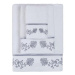 Soft Cotton Osuška Diara 85 × 150 cm, bílá - šedá výšivka