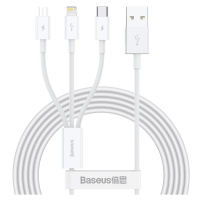 Kabel USB 3 v 1 Baseus Superior Series, USB na micro USB / USB-C / Lightning, 3,5 A, 1,2 m (bílý