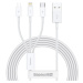 Kabel USB 3 v 1 Baseus Superior Series, USB na micro USB / USB-C / Lightning, 3,5 A, 1,2 m (bílý