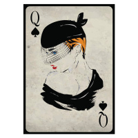 Ilustrace The girl in retro style. Playing card, Verlen4418, 30 × 40 cm