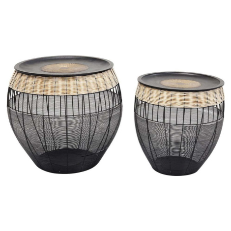 Sada 2 černých odkládacích stolků Kare Design African Drums