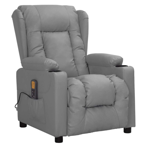 vidaXL Masážní křeslo šedé umělá kůže