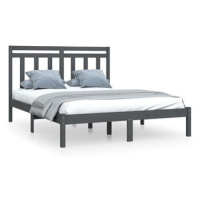 Rám postele šedý masivní dřevo 160 × 200 cm, 3105262