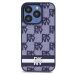 DKNY PU Leather Checkered Pattern and Stripe kryt iPhone 15 Pro modrý