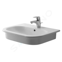 DURAVIT D-Code Umyvadlo zápustné, 545x435 mm, s přepadem, s otvorem pro baterii, bílá 0337540000