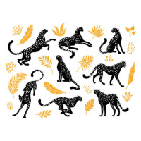 Fotografie Cheetahs silhouettes collection., Nadzeya_Dzivakova, 40 × 30 cm