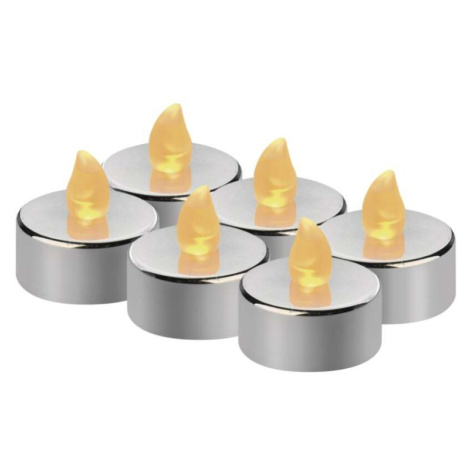 LED dekorace – čajová svíčka stříbrná, CR2032, vnitřní, vintage, 6 ks EMOS