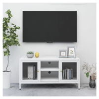 vidaXL TV stolek bílý 105 x 35 x 52 cm ocel a sklo