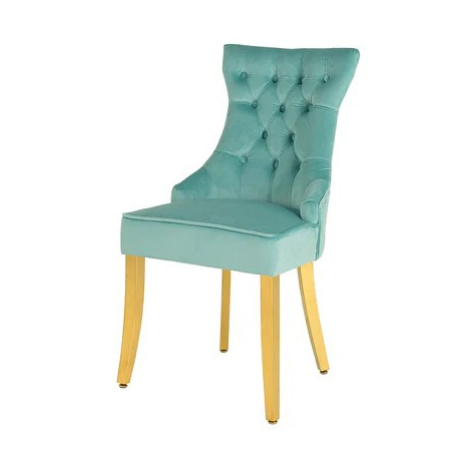 Estila Barokní jídelní židle Modern/Gold Barrock ve světle modrém sametovém čalounění zlatým kle