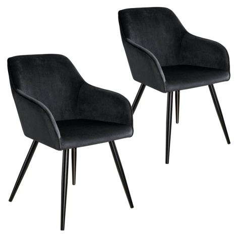tectake 404026 2x židle marilyn sametový vzhled černá - černá - černá