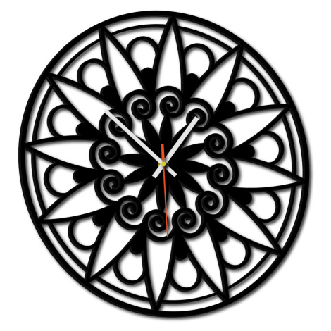 Nástěnné hodiny mandala - JANA: Černé ručičky Překližka topol 30 cm 3049-13133 X0059-Wall clock 