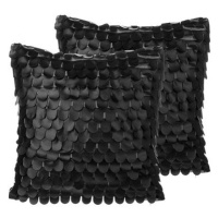 BELIANI, Sada 2 polštářů z umelé kúže 45 x 45 cm černá LOBELIA, 205628