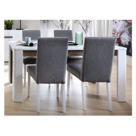 Rozkládací jídelní stůl Linate 160x90 cm, bílý lesk/dub Asko