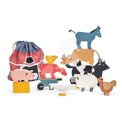 Dřevěná domácí zvířata Stacking Farmyard Tender Leaf Toys 10 druhů stohovatelné