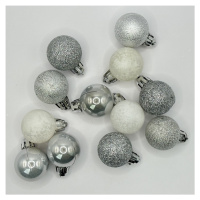 Vánoční koule - stříbrno bílá sada