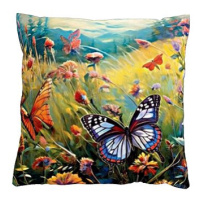 4sleep Povlak na polštář 40 × 40 cm, na zip velur - Motýlí louka