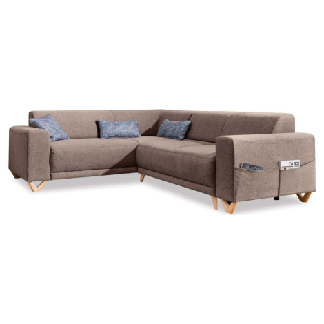 Hnědá rozkládací/s úložným prostorem rohová pohovka (levý roh/do L) Classy Sophie – Miuform