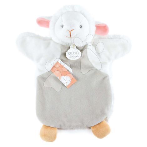 Plyšová ovečka na loutkové divadlo Lamb Green Hand Puppet Doudou et Compagnie šedá 25 cm od 0 mě