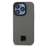 DKNY PU Leather Stack Logo Magsafe Zadní Kryt pro iPhone 15 Pro Max Grey