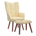 Relaxační křeslo se stoličkou krémově bílé samet , 328071