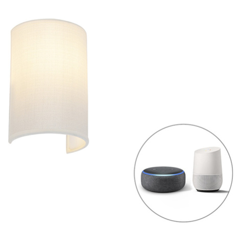 Chytré nástěnné svítidlo bílé včetně Wifi A60 - Simple Drum Jute QAZQA