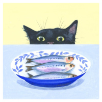 Ilustrace Gourmet Cat, Isabelle Brent, (40 x 40 cm)