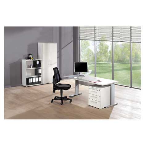 PETRA - Kompletní kancelář, včetně otočné kancelářské židle, světle šedá