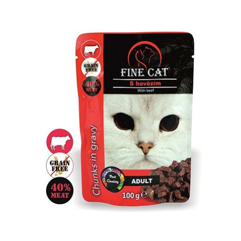 Fine Cat kapsička grain - free adult hovězí v omáčce 22 × 100 g