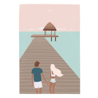 Ilustrace Flat illustration of romantic couple on, LucidSurf, 26.7x40 cm