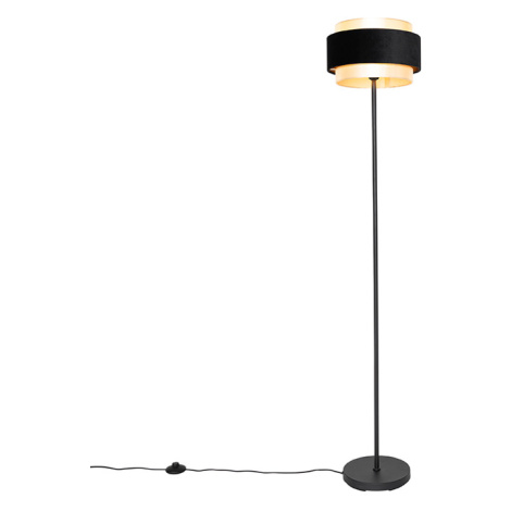 Moderní stojací lampa černá se zlatou - Elif QAZQA