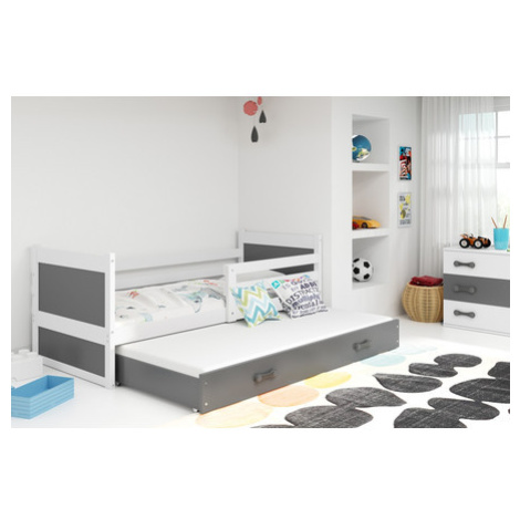 Dětská postel s výsuvnou postelí RICO 200x90 cm Šedá Bílá BMS