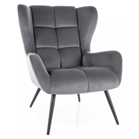Signal Křeslo Louis Velvet šedé/černé
