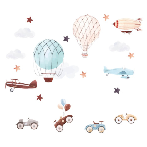 Samolepky do dětského pokoje - Retro auta a balóny INSPIO
