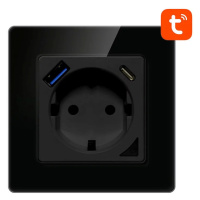 Avatto N-WOT10-USB-B USB and USB-C TUYA Smart WiFi Wall Socket (Black)