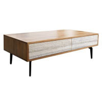 Delife Konferenční stolek Kleo 115 × 60 cm, přírodní akácie, 4 šuplíky
