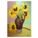 Obrazová reprodukce Five Sunflowers in a Tall Brown Jug,2007, Joan Thewsey, 26.7 × 40 cm