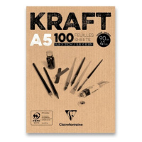Blok Clairefontaine Brown Kraft A5, 100 listů, 90 g Clairefontaine