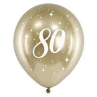 Balónky latexové chromové 80. narozeniny zlaté 30 cm 6 ks