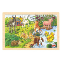 Dřevěné puzzle Mláďata na statku 24 dílků