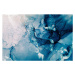 Fotografie blue acrylic ink marble texture frozen water white, golubovy, (40 x 26.7 cm)