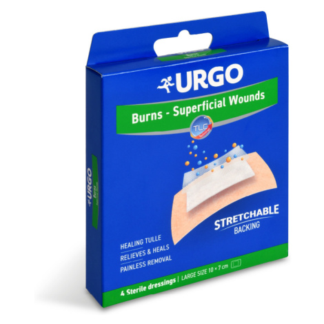 URGO BURNS Voděodolné náplasti na popáleniny 10x7cm 4ks