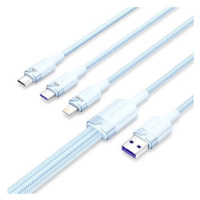 Vention USB 2.0 A Male to 3-in-1 USB-C & Lightning & Micro-B Male 6A Cable 1.5M Blue Aluminum Al