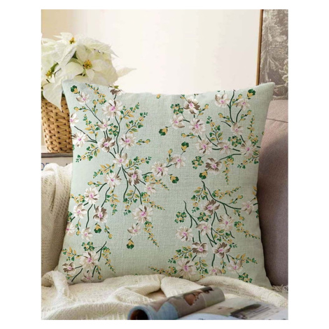 Zelený povlak na polštář s příměsí bavlny Minimalist Cushion Covers Bloom, 55 x 55 cm