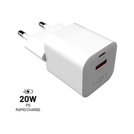 FIXED PD Rapid Charge Mini s USB-C a USB výstupem podpora PD a QC 3.0 20W bílý